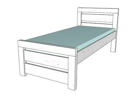 Vysoká postel z masivu Rhino I, šířka 90 cm - bílá