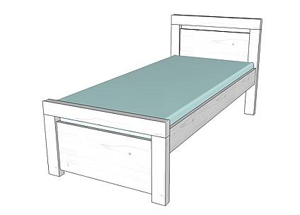 Vysoká postel z masivu Rhino II, šířka 90 cm - bílá